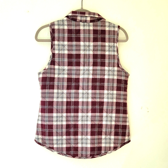 Maurices Plaid Burgundy Maroon Vest Size XS - Picture 4 of 8